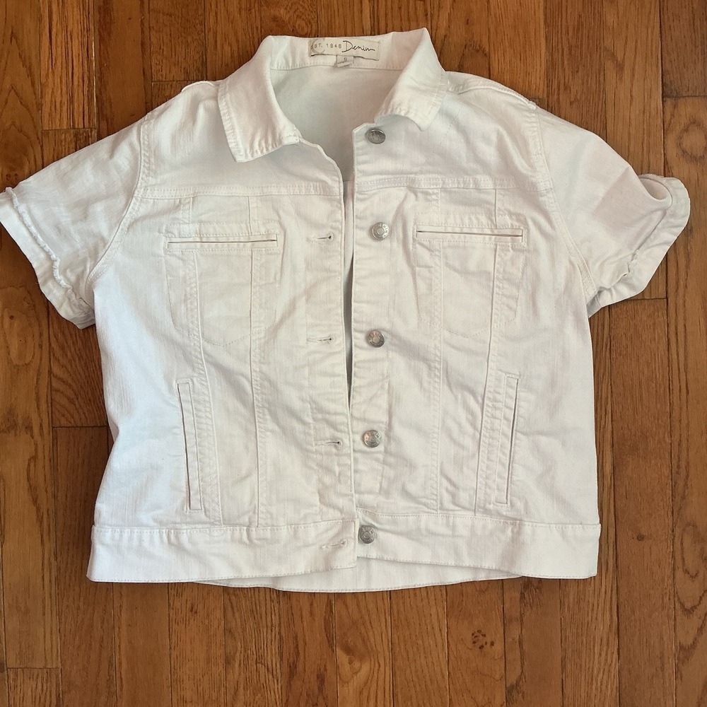 EST 1946 White Denim Jacket Women's Size Small